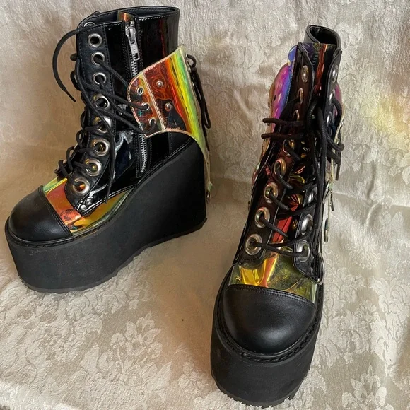 Demonia Black and hologram Platform Shoes - Picture 4 of 4